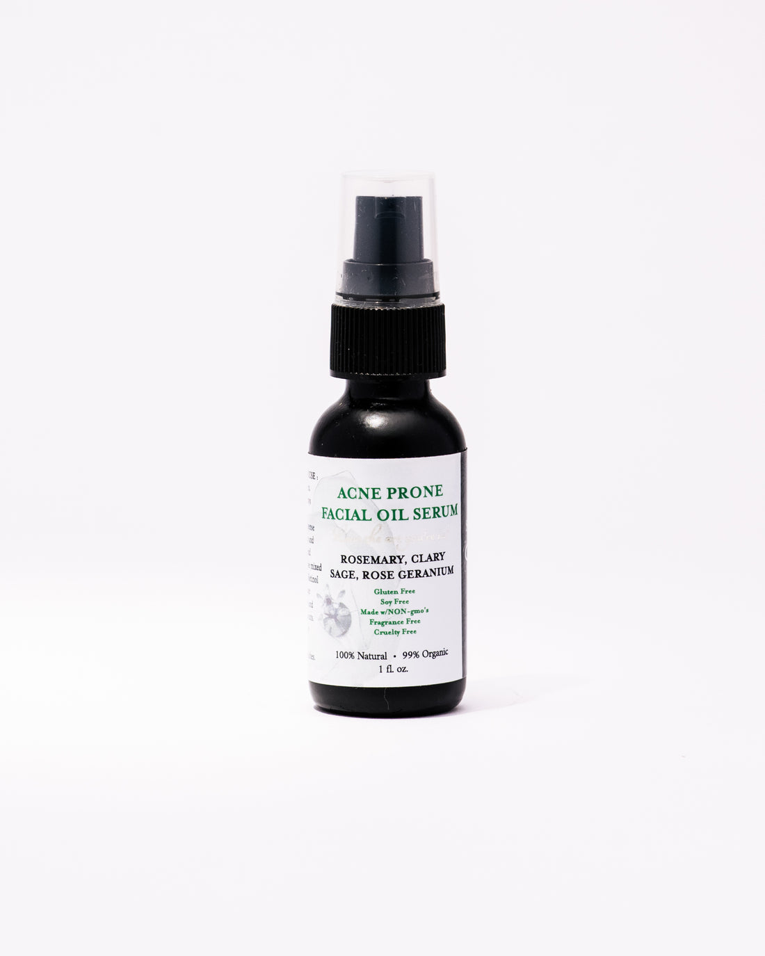 ACNE PRONE FACIAL OIL SERUM | Organic | All-Natural | Acne Fighting Skin Serum | Rosemary, Clary Sage Rose Geranium | 1oz