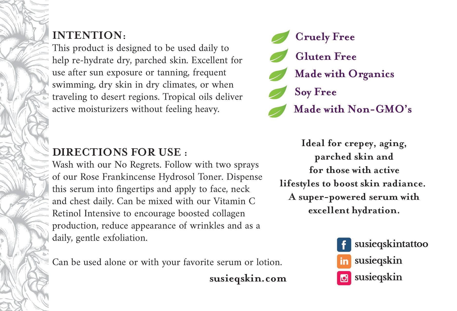 organic hydrating facial serum